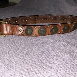 Brown leather coin belt